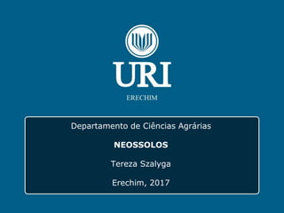 Departamento de Ciências Agrárias
NEOSSOLOS
Tereza Szalyga
Erechim, 2017
 