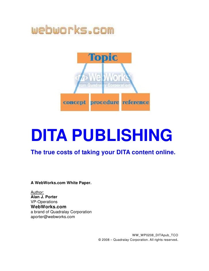 DITA PUBLISHING The True Cost of Taking your DITA Content Online