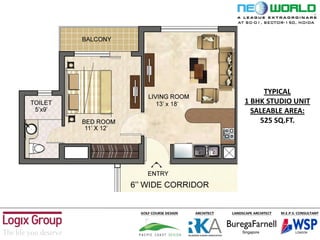 AT SC-01, SECTOR-150, NOIDA
TYPICAL
1 BHK STUDIO UNIT
SALEABLE AREA:
525 SQ.FT.
 