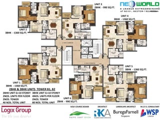 AT SC-01, SECTOR-150, NOIDA
2BHK UNIT G+10 STOREY
2NOS. UNITS PER FLOOR
2NOS. TOWER
40 NOS. TOTAL UNIT
UNIT 4
3BHK - 1360 SQ.FT.
UNIT 5
3BHK - 1360 SQ.FT.
UNIT 6
2BHK - 990 SQ.FT.
UNIT 1
3BHK - 1360 SQ.FT.
UNIT 2
3BHK - 1360 SQ.FT.
UNIT 3
2BHK - 990 SQ.FT.
AT SC-01, SECTOR-150, NOIDA
3BHK UNIT G+10 STOREY
4NOS. UNITS PER FLOOR
2NOS. TOWER
80 NOS. TOTAL UNIT
2BHK & 3BHK UNITS TOWER B1, B2
 