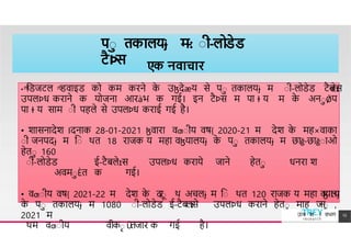 Iदन क �व र वƣाीयवष{ म देश मह व क
ाी
पा तकालयɉ म
-
: ाी-लोडेड
टैÞस एक नवाचार
• ͫििजटल ͫिव इि को कम करने क
े उɮदेæय से पा तक लयɉ म ाी-लोिेि टैब
लेɪ
स
उपलÞध कर ने क योजन आरàभ क गई। इन टैÞस म प ɫ य म क
े अनाǾप
प ɫ य स म ाी पहले से उपलÞध कर ई गई है।
• श सन देश Iदन क 28-01-2021 ɮव र वƣाीय वष{ 2020-21 म देश क
े मह×व क
ाी जनपदɉ म िा थत 18 र जक य मह वɮय लयɉ क
े पा तक लयɉ म छ ğ-छ ğा ओ
हेता 160
ाी-लोिेि ई-टैबलेɪस उपलÞध कर ये ज ने हेता धनर श
अवमाÈत क गई।
• वƣाीय वष{ 2021-22 म देश क
े द
र
ा थ अचलɉ म िा थत 120 र जक य मह व
ɮ
यल
य
ɉ
क
े पा तक लयɉ म 1080 ाी-लोिेि ई-टैबलɪसे उपलÞध कर ने हेता म ह ज
न
ा ,
2021 म
थम वƣाीय वीका Ǔतज र क गई है।
TREY
research
उÍच श ा वभ ग 13
 
