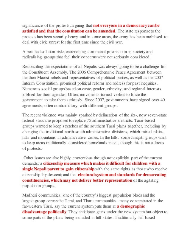 Nepal Crisis and adoption of New Constitution