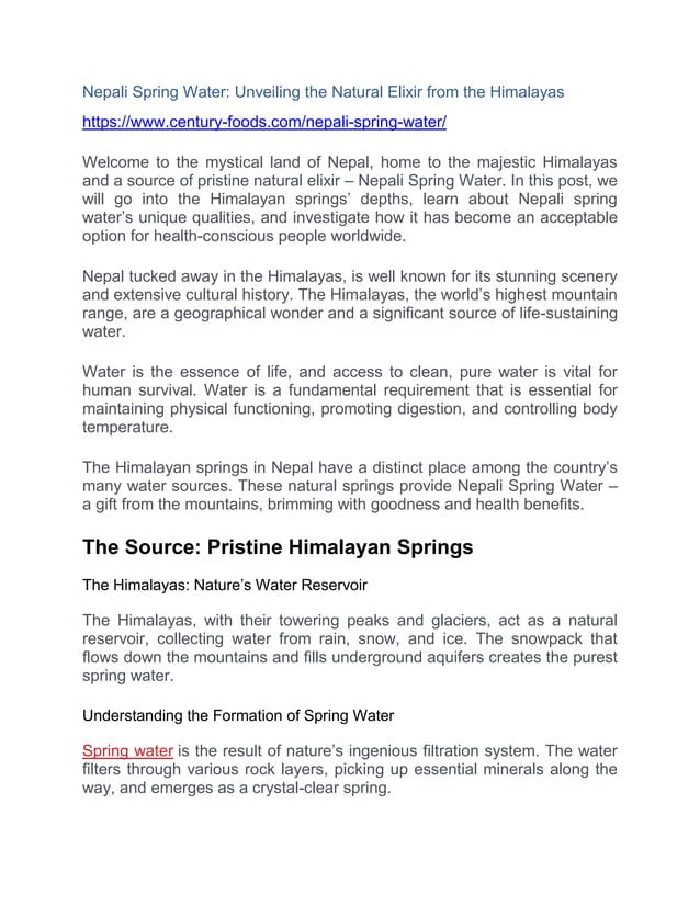 Nepali Spring Water.pdf | Geography | Science