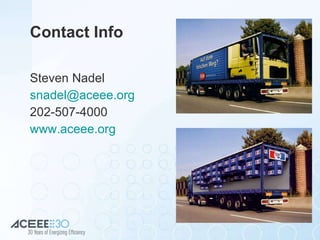 Contact Info Steven Nadel [email_address] 202-507-4000 www.aceee.org   