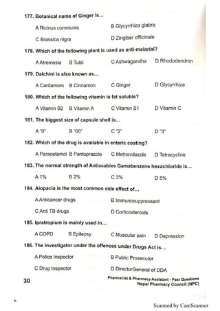 Npc Question Example Collection of Past Questions NPC License Exam | PDF