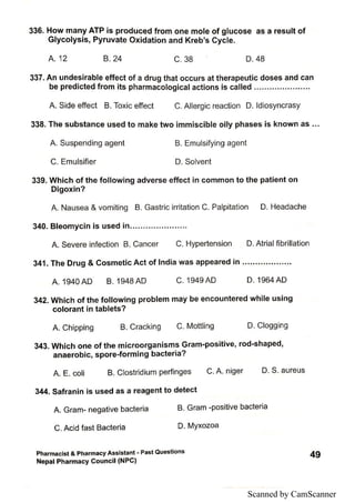 Npc Question Example Collection of Past Questions NPC License Exam | PDF