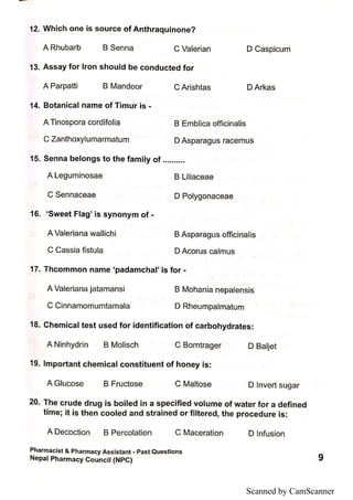 Npc Question Example Collection of Past Questions NPC License Exam | PDF