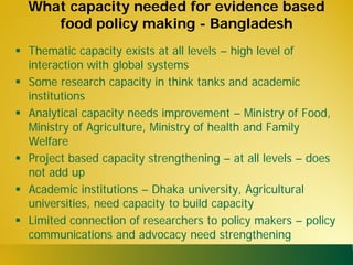 State of capacities and needs for greater evidence-based policy making in developing Asian countries