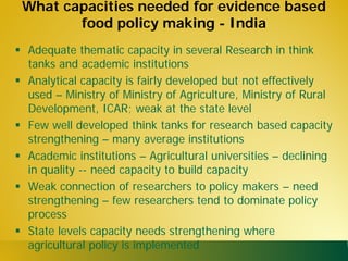 State of capacities and needs for greater evidence-based policy making in developing Asian countries