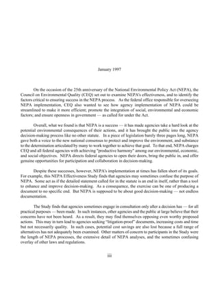 January 1997



        On the occasion of the 25th anniversary of the National Environmental Policy Act (NEPA), the
Counc...