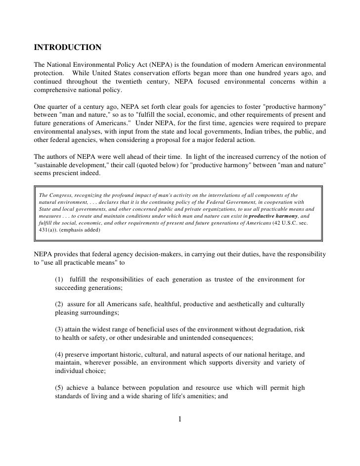 Nepa Study Of Effectiveness