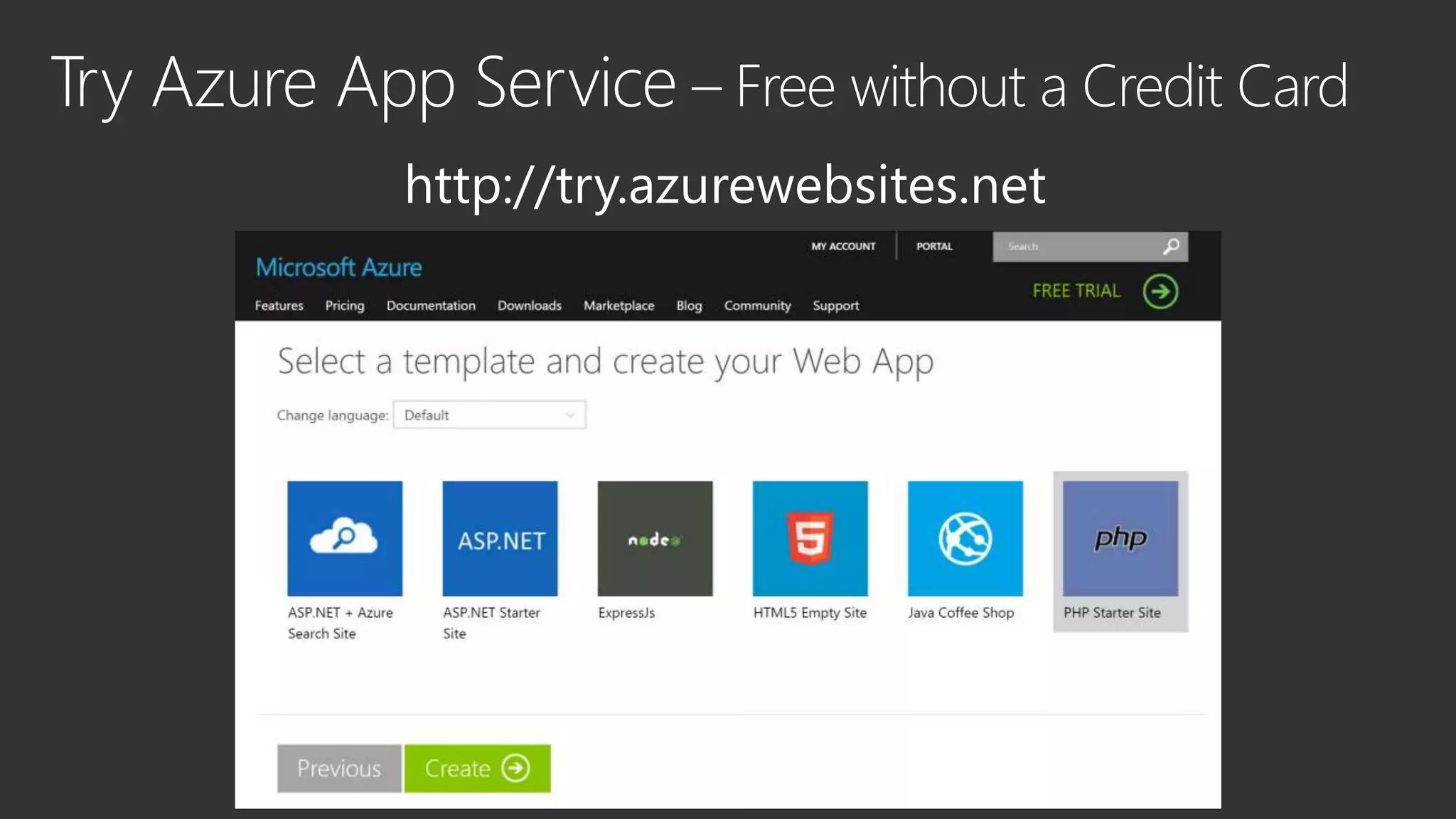http://try.azurewebsites.net
 