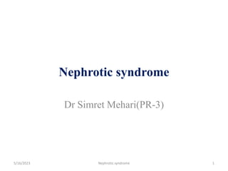 Nephrotic syndrome
Dr Simret Mehari(PR-3)
5/16/2023 Nephrotic syndrome 1
 
