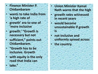 INDIA REQURIES INCLUSIVE GROWTH AND SUSTAINABLE DEVELOPMENT | PPTX