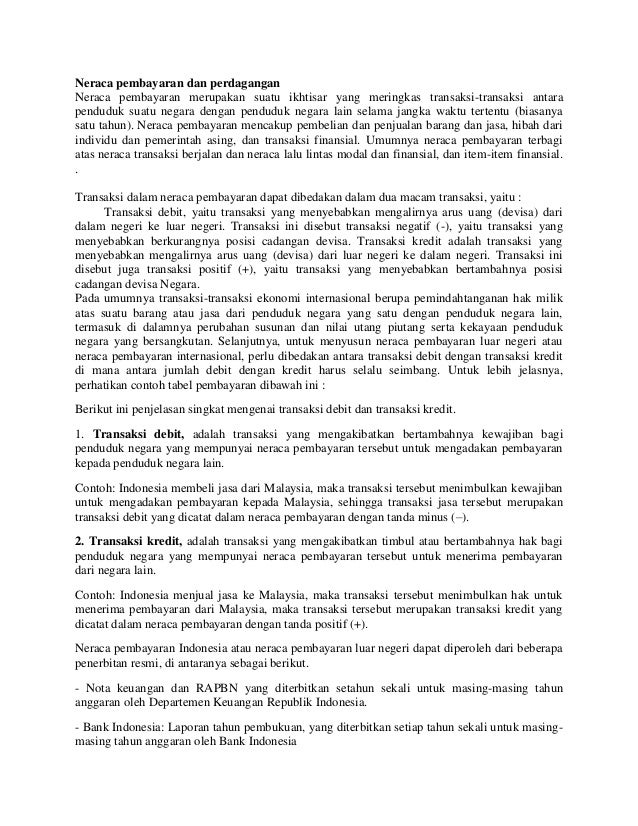 Artikel Neraca Pembayaran Dan Perdagangan