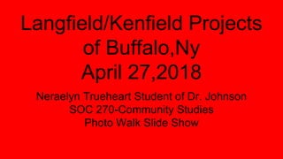 Langfield/Kenfield Projects
of Buffalo,Ny
April 27,2018
Neraelyn Trueheart Student of Dr. Johnson
SOC 270-Community Studies
Photo Walk Slide Show
 