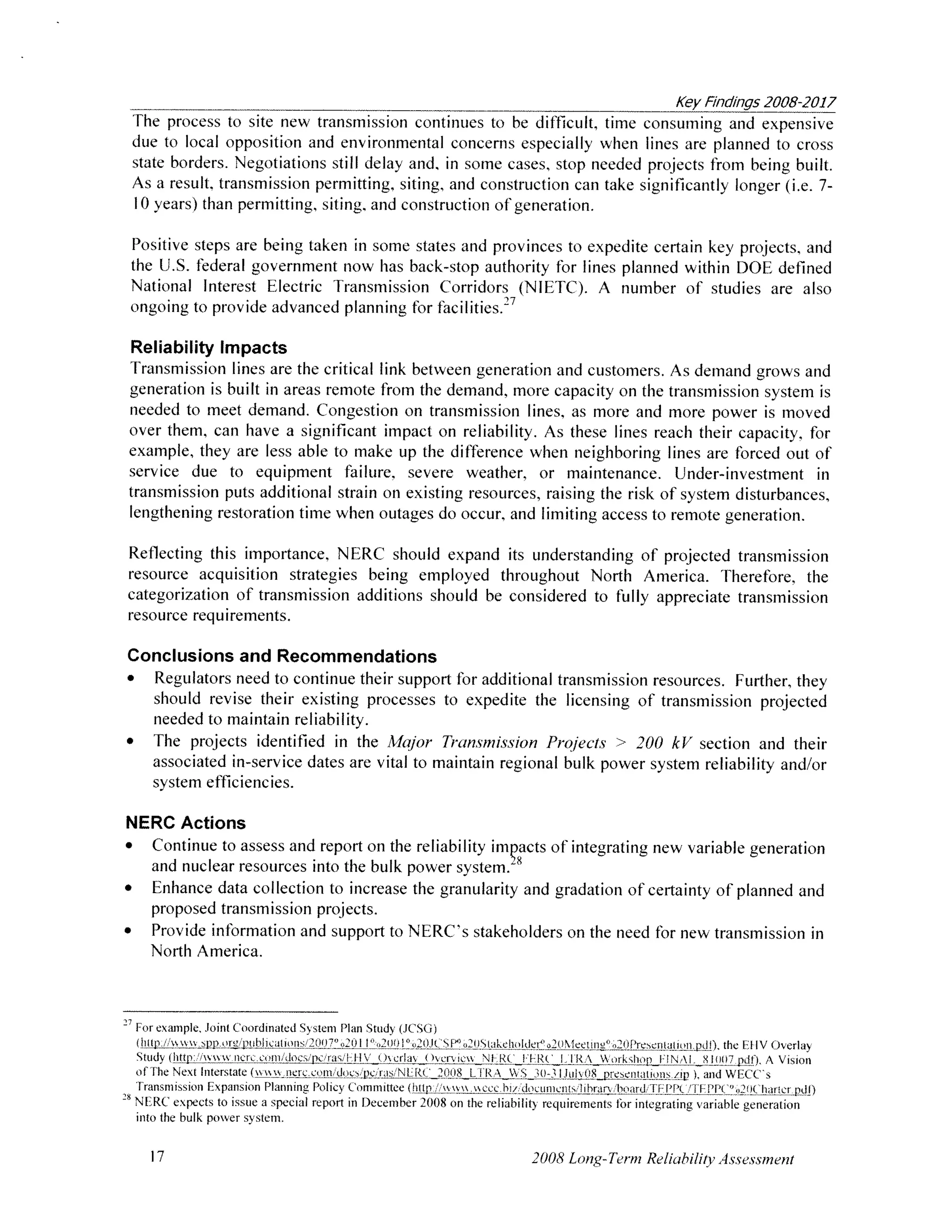 NERC 2008 Long-Term Reliability Assessment