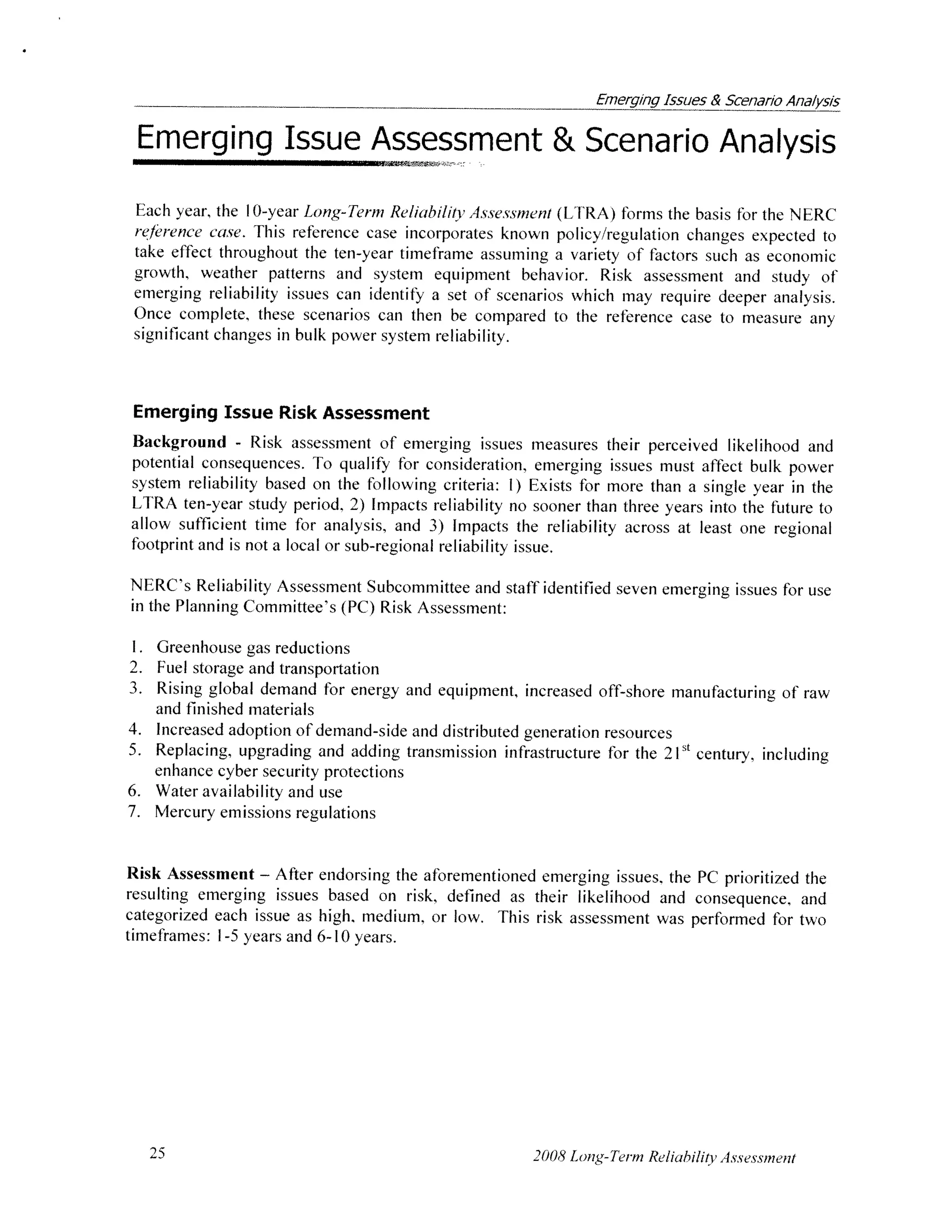 NERC 2008 Long-Term Reliability Assessment