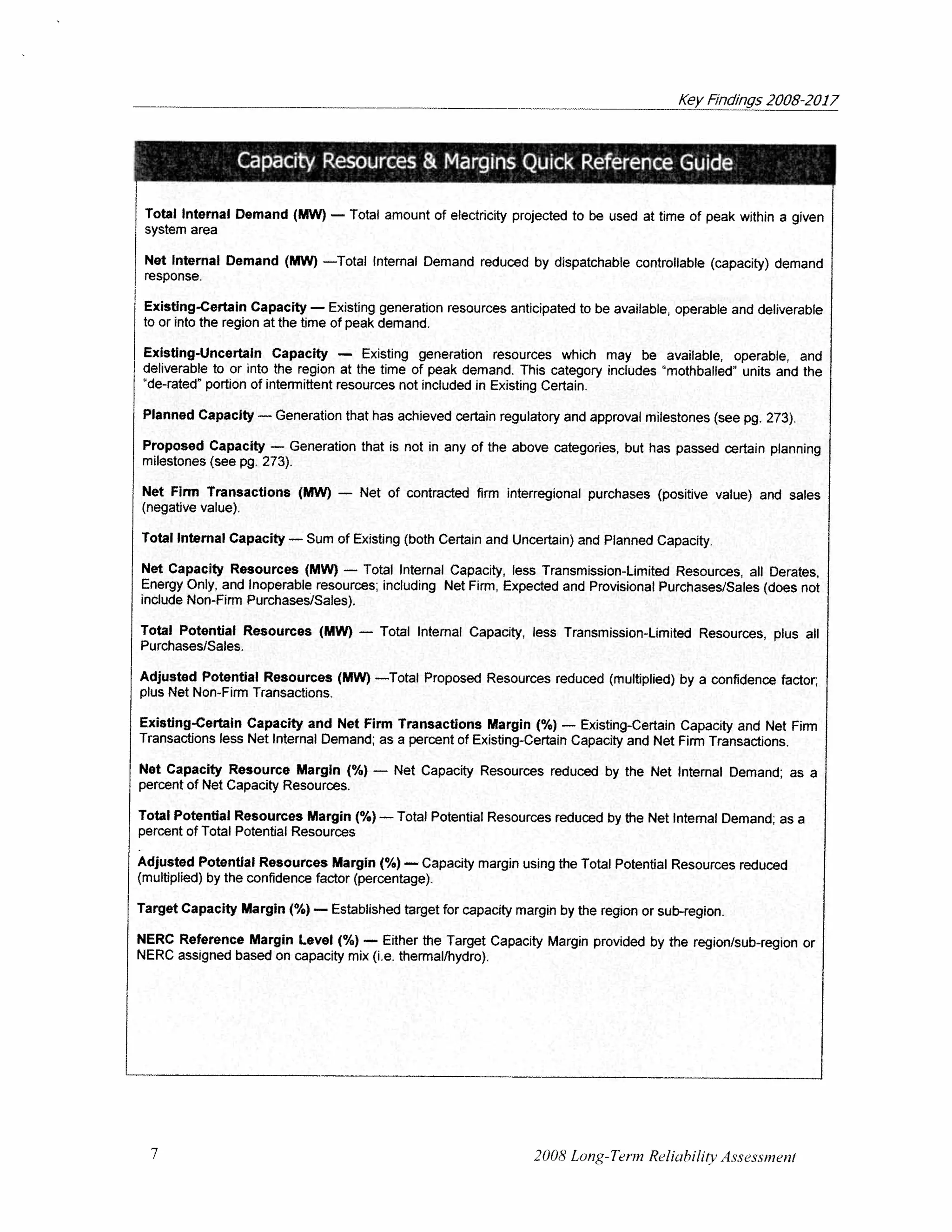 NERC 2008 Long-Term Reliability Assessment
