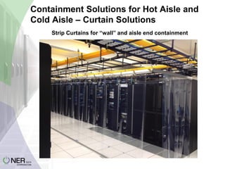 Containment Solutions for Hot Aisle and
Cold Aisle – Curtain Solutions
Strip Curtains for “wall” and aisle end containment

 