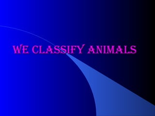 We classify animals
 