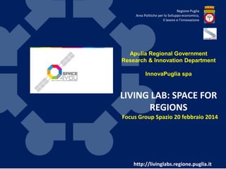 Regione
Europeans and space exploration Puglia
Area Politiche per lo Sviluppo economico,
Il lavoro e l’innovazione

There is no clear consensus among Europeans about how important it is for the
Apulia Regional Government
EU to invest further in space exploration: 47% say it is important, while 46% say
Research & Innovation Department
it is not important.
InnovaPuglia spa

Europeans who think that further investment in space exploration is
important highlight the following reasons: to develop and test new
technologies (63%) and to make unexpected scientific discoveries (53%).
LIVING LAB: SPACE FOR
These represent 29% and 24 of all the respondents respectively.

REGIONS

Focus space Spazio 20 is
Europeans who do not think further investment in Groupexploration febbraio 2014
important are most likely to say this because they think there are other more
pressing issues (72%). This represents a third of all the respondents (33%). This
result might be linked to the current overall socio-economic context.

9

http://livinglabs.regione.puglia.it

 