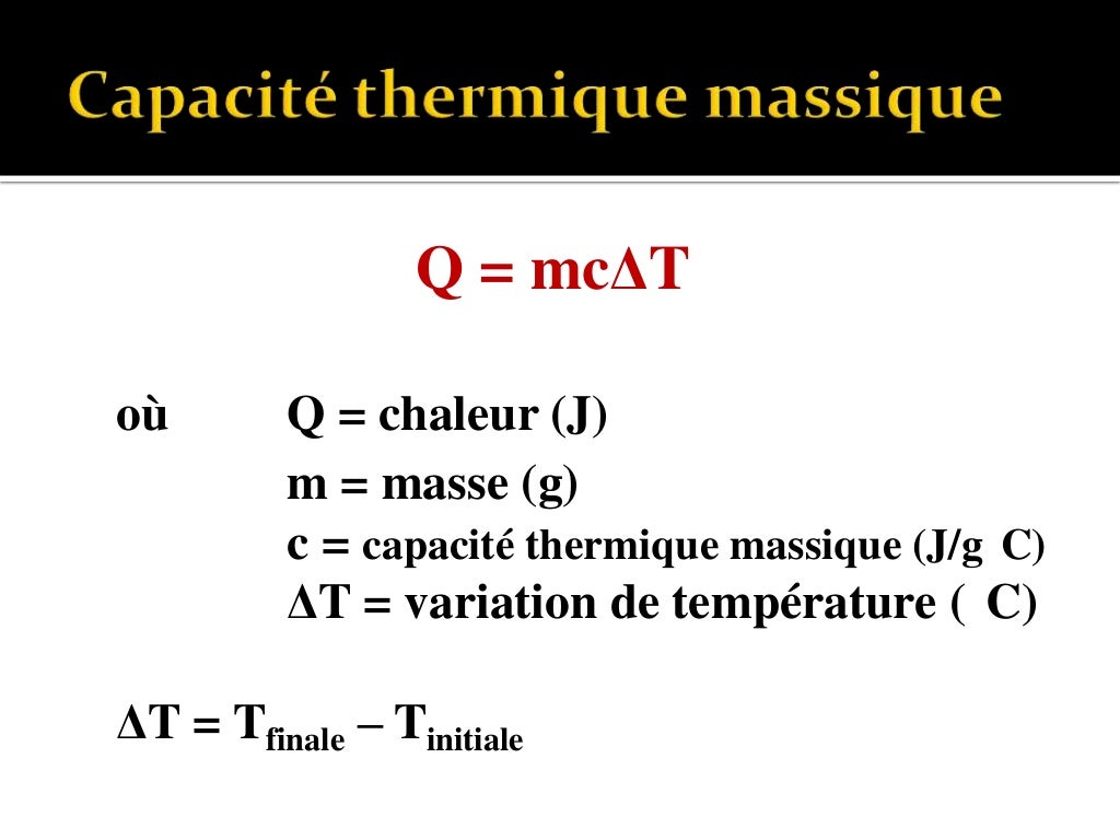 Énergie ; capacité thermique massique STE