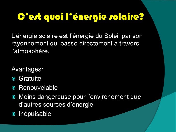 d ou provient l energie solaire