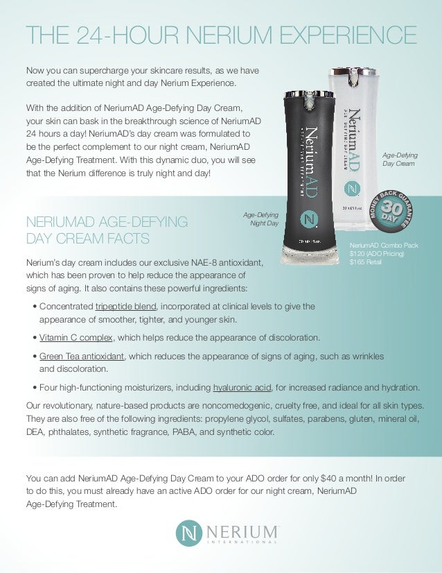neriumad day cream nerium experience flyer