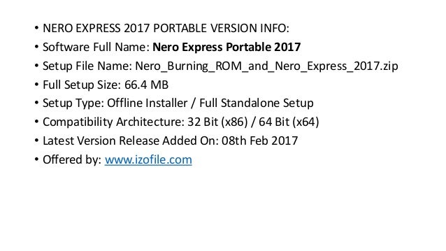 nero portable free download