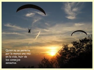 Quien no se permite
por lo menos una vez
en la vida, huir de
los consejos
sensatos.
 