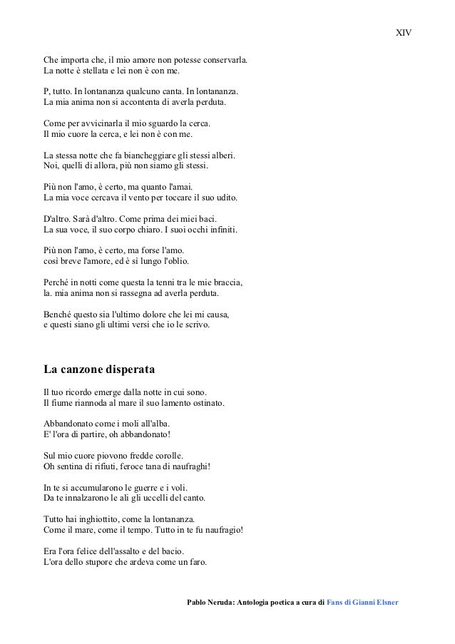 Neruda Pablo Poesie D Amore E Una Canzone Disperata