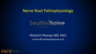 Nerve Root Pathophysiology
Richard C Rooney, MD, FACS
rrooney@seattlespinegroup.com
 