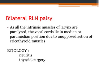 Nerve supply of larynx & laryngeal paralysis | PPTX