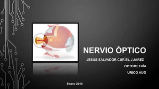 NERVIO ÓPTICO
JESÚS SALVADOR CURIEL JUAREZ
OPTOMETRÍA
UNICO AUG
Enero 2015
 