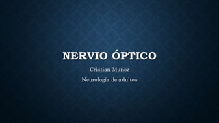 NERVIO ÓPTICO
Cristian Muñoz
Neurología de adultos
 