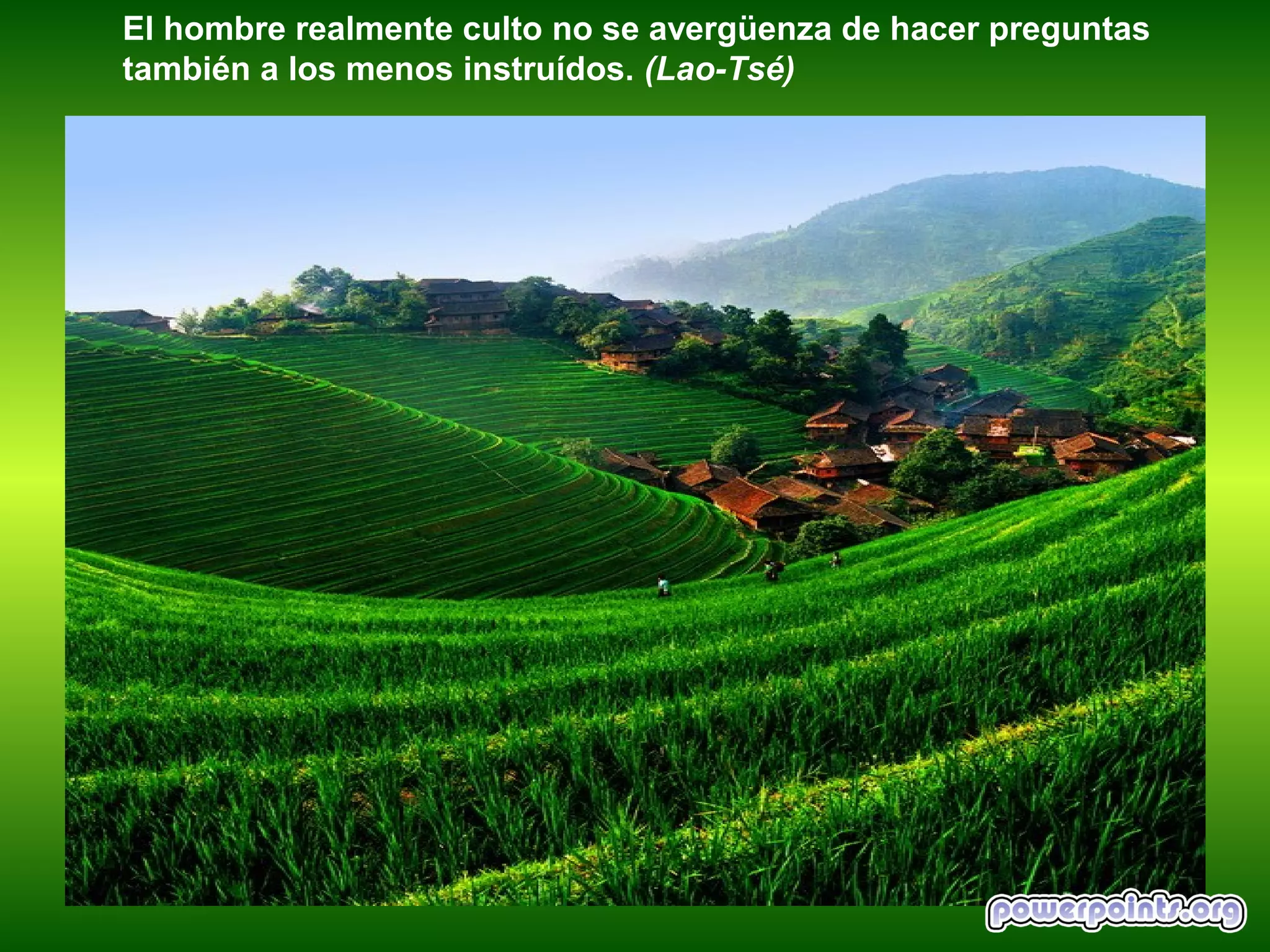 El hombre realmente culto no se avergüenza de hacer preguntas
también a los menos instruídos. (Lao-Tsé)
 