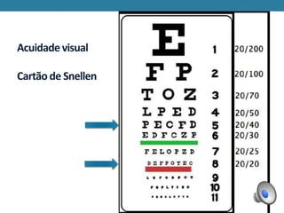 Acuidade visual
Cartãode Snellen
 