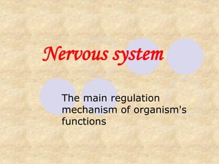 Nervous system
The main regulation
mechanism of organism's
functions
 