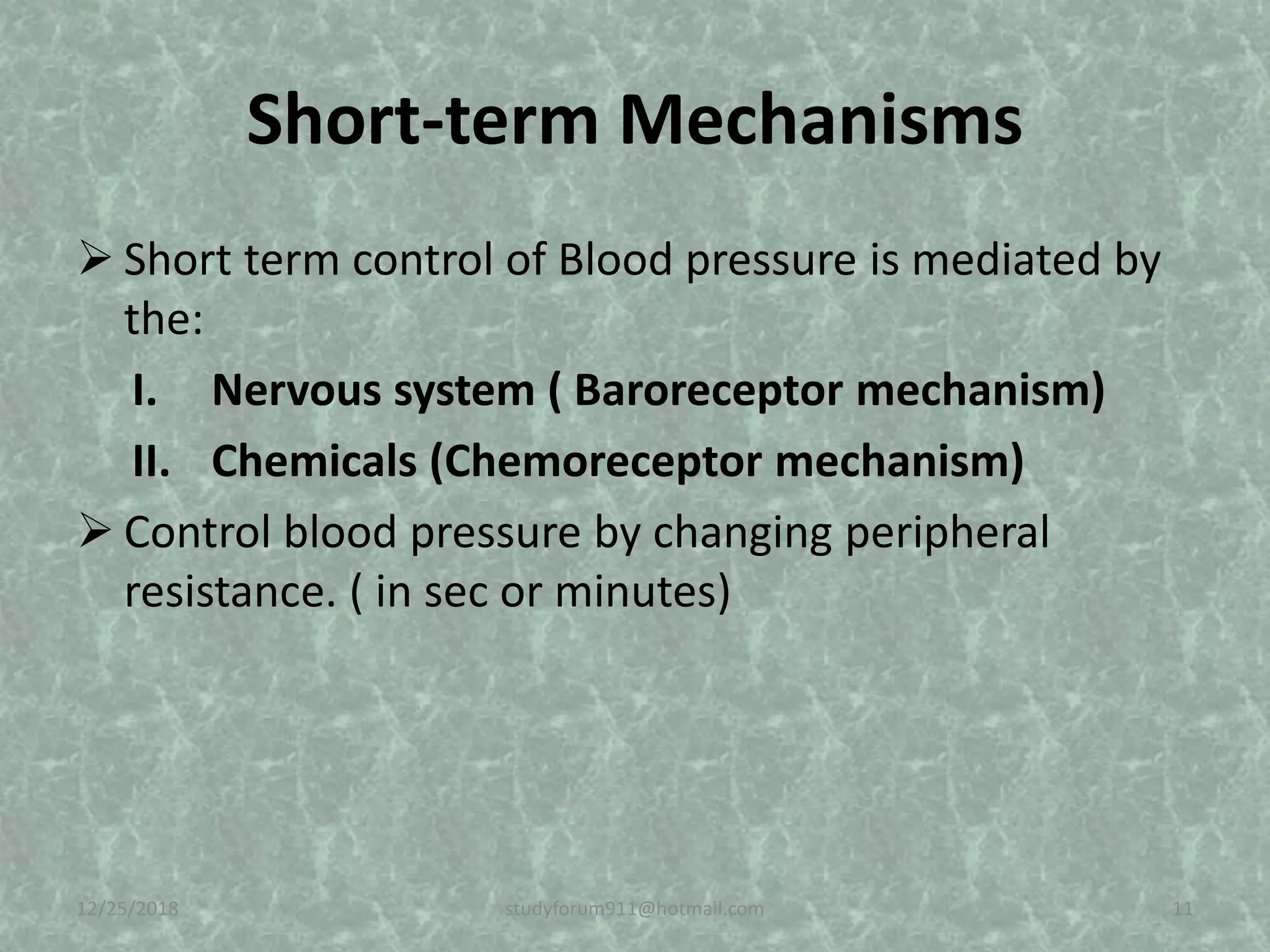 Nervous control of blood vessels regulation of arterial pressure | PPTX