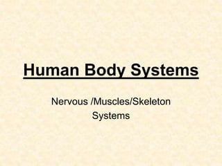 Human Body Systems
Nervous /Muscles/Skeleton
Systems
 