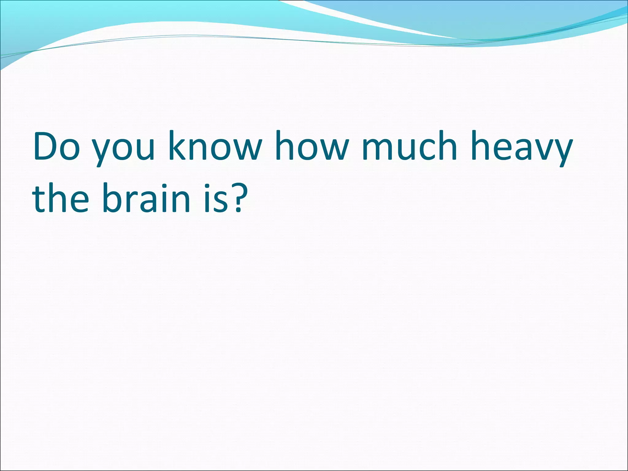 Do you know how much heavy
the brain is?
 