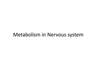 Metabolism in Nervous system
 