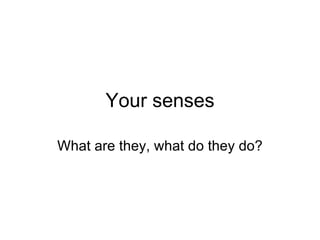 Your senses What are they, what do they do? 