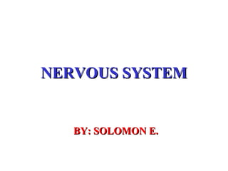 NERVOUS SYSTEM


   BY: SOLOMON E.
 