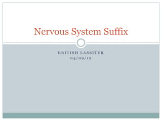 Nervous System Suffix

     BRITISH LASSITER
         04/09/12
 