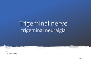 Trigeminal nerve
trigeminal neuralgia
Dr. Gábor GERBER
EM II
 