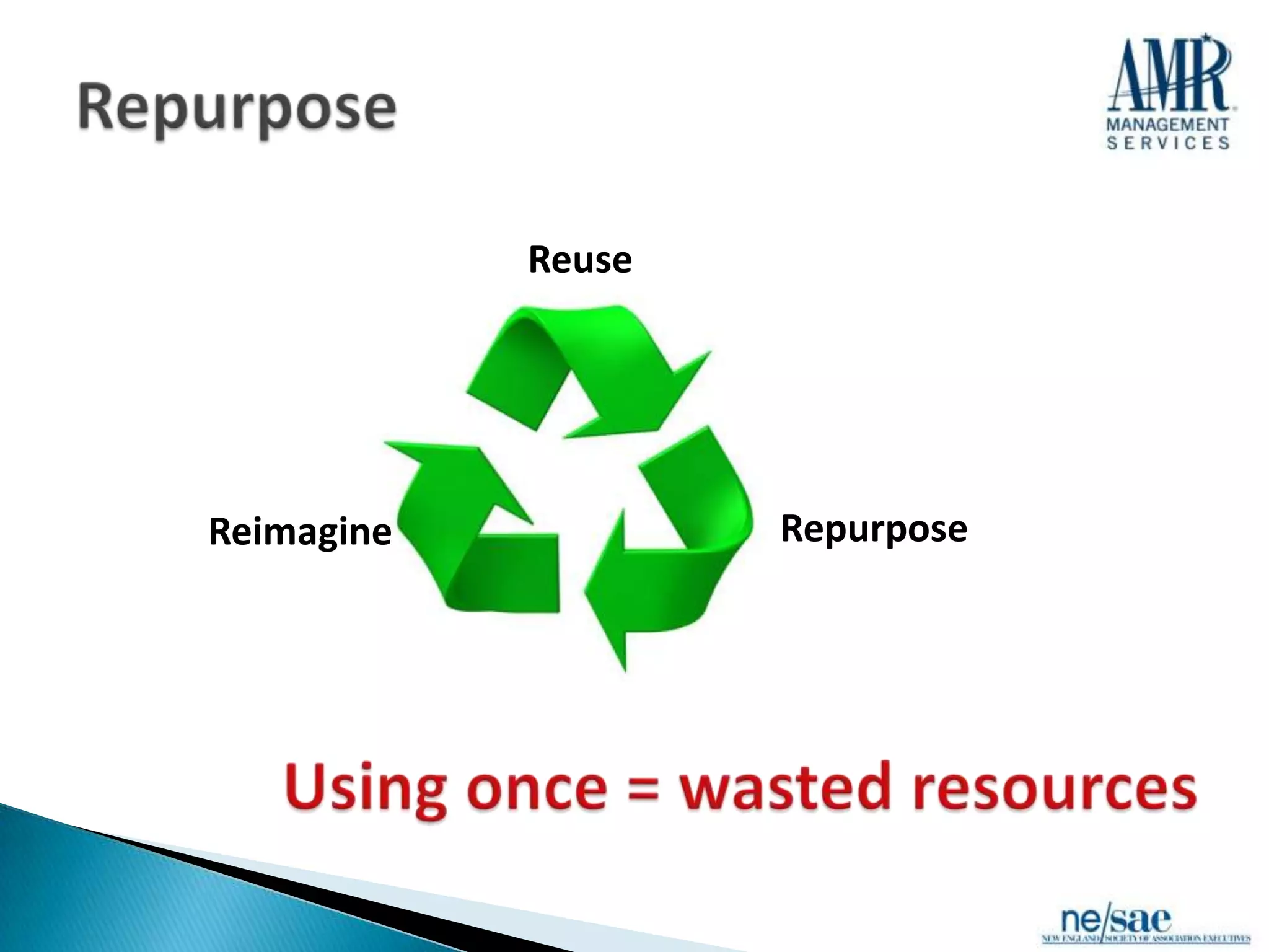 Reuse




Reimagine           Repurpose
 
