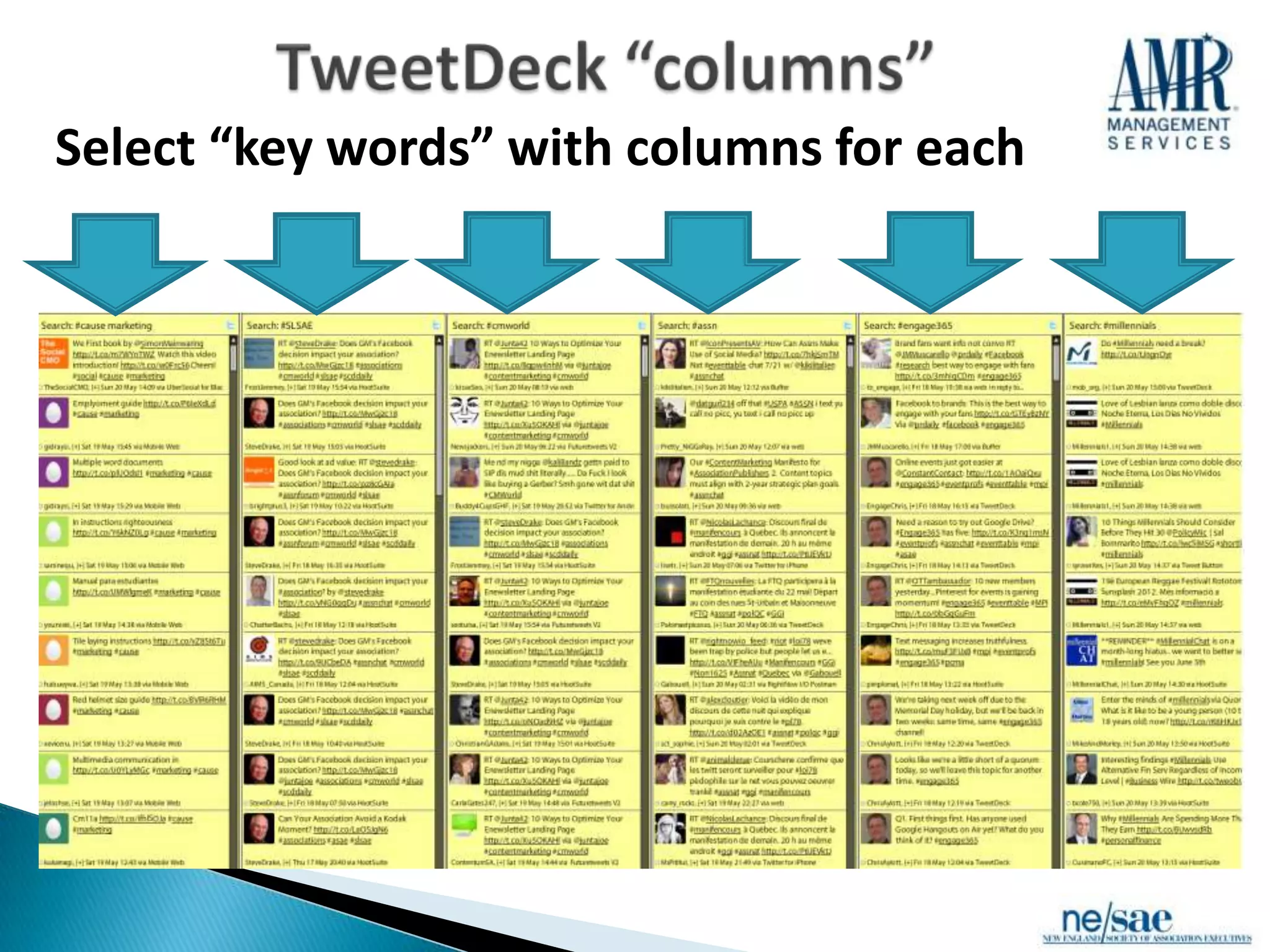 Select “key words” with columns for each
 