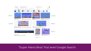 “Super Mario Bros”
fi
rst level Google Search
5990F5
9DA8F8 6888F8
8E8CF8
5990F4
949FCF
 